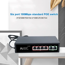 Mini POE Switch Ethernet 6 Ports UTP RJ45 Hub 100Mbps Smart Network Switch Internet Splitter Auto MDI/MDIX