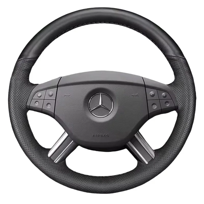 Custom Car Steering Wheel Braid Cover Black Leather 100% Fit For Mercedes Benz W164 M-Class ML350 ML500 X164 GL-Class GL4