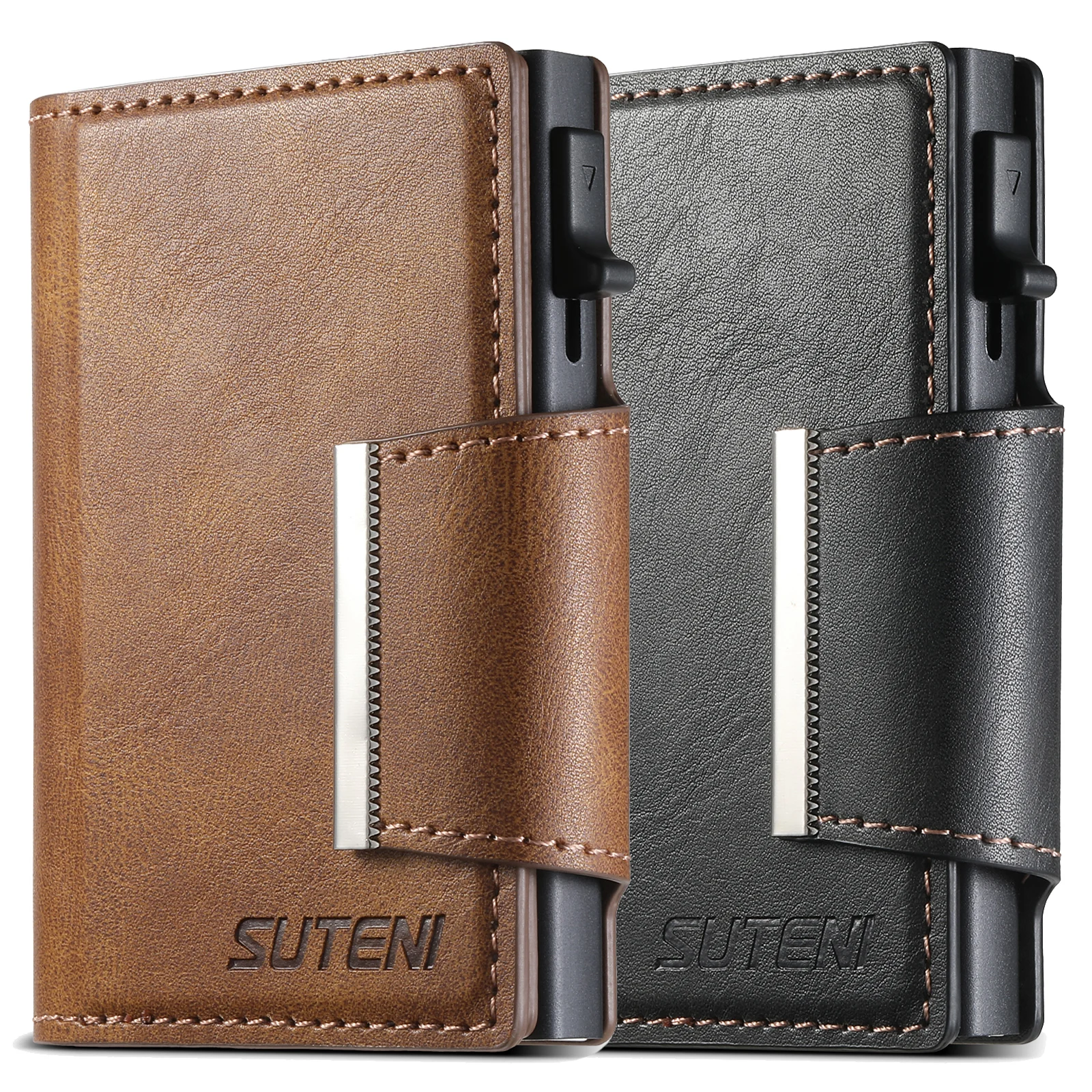 

2026 New Fashionable Luxury Magnetic Multi functional Leather Metal Portable Card Bag