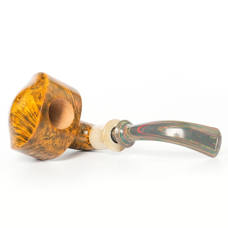 أنبوب التبغ القديم الثعلب براير أنبوب منحوت يدويًا هدية عيد الأب أنبوب على شكل درع فم مطاطي مبركن #4