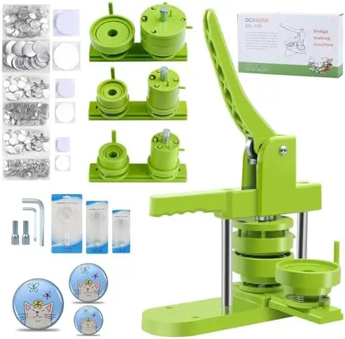 

Button Maker Kit 3 Sizes - 300pcs Supplies & Cutters Included - DIY Badge Pin Press Machine for Gifts