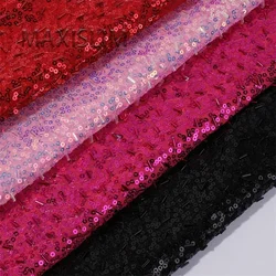 Advanced Pearl Mesh Fabric Embroidered 3MM Sequin Fabric For Wedding Background Material Skirt Party Dress Fabric Width 125CM