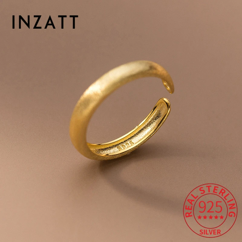 INZATT Real 925 Sterling Silver Wire Drawing Adjustable Ring For Women Party Classic Fine Jewelry Minimalist Accessories