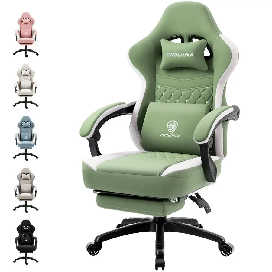 

Gaming Chair Breathable Fabric Game Chairs with Gel Pad and Storage Bag, Comfortable Gamer Chair with Pocket Spring Cushion