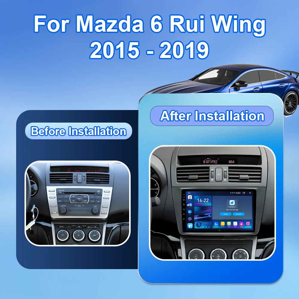 Android 16 For Mazda 6 GH 2007 2008 2009 2010 2011 2012 Car Multimedia Player Carplay GPS Navigation High-Performance CPU Screen