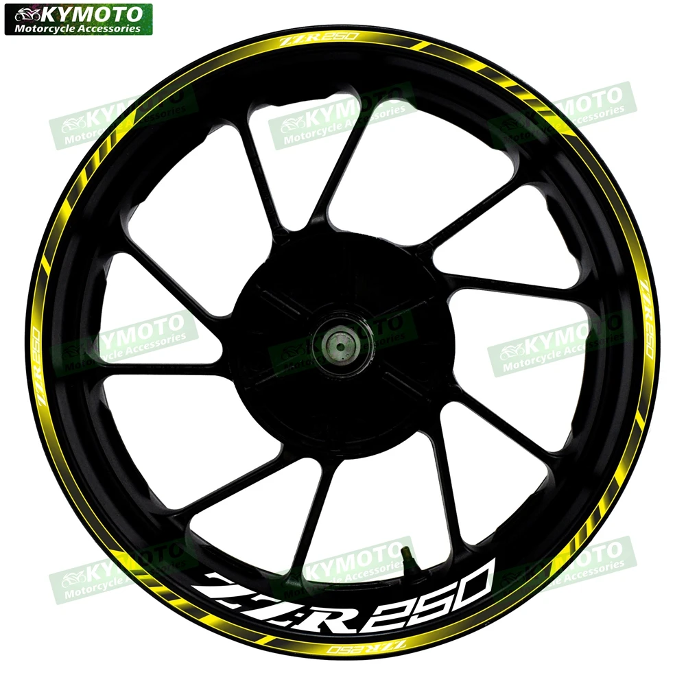 ل ZZ-R250 ZZR250 دراجة نارية الملحقات 17 بوصة العجلات الأمامية والخلفية الشارات هدية عجلة تعديل ملصقات عاكسة