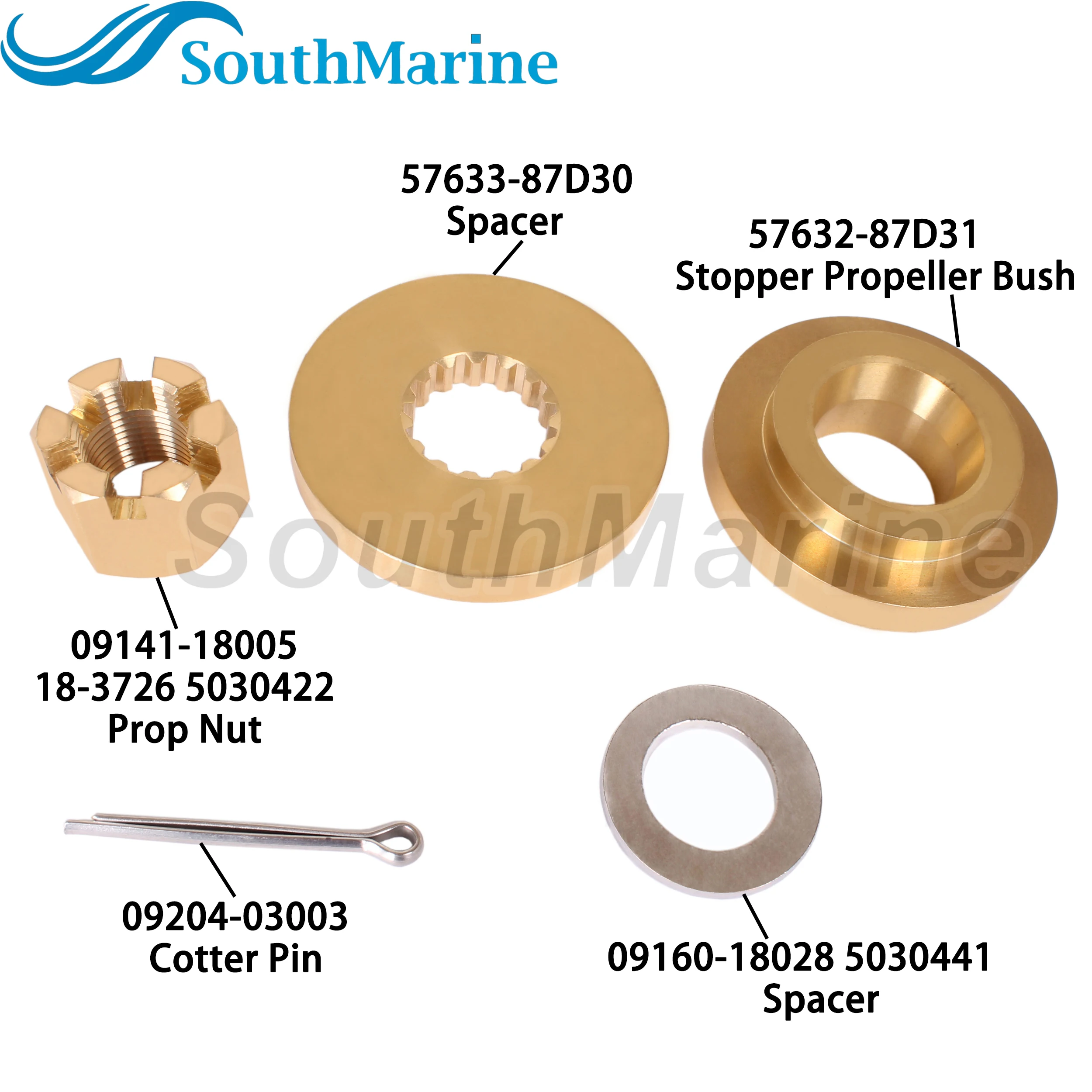 Arruela de impulso do motor de popa 57632-87D31, 57633-87D30 09160-18028 espaçador 57630-92E00 18-3775 kit de porca de suporte para Suzuki 150HP-300HP