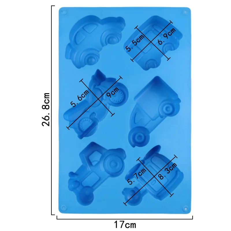 Wholesale Silicone Cake Mold Different Shapes 6-link Car Truck Rice Steamed Cake Mould Plaster Molds 1212