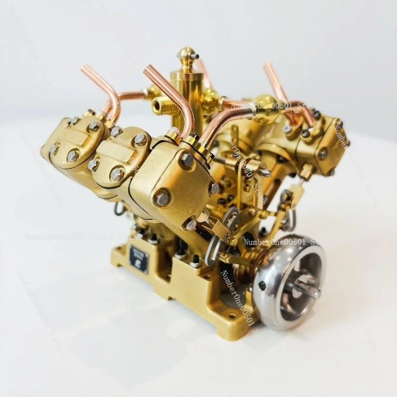 V4 steam engine, four cylinder, V-shaped mini ship, train, Stirling miniature model, mechanical
