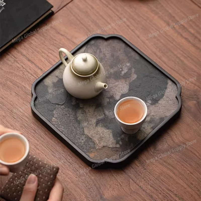 

Vintage Rectangular Tea Tray Living Room Square Home Tea Tray Bamboo Office Small Stone vassoio acciaio inox Decorative Tray