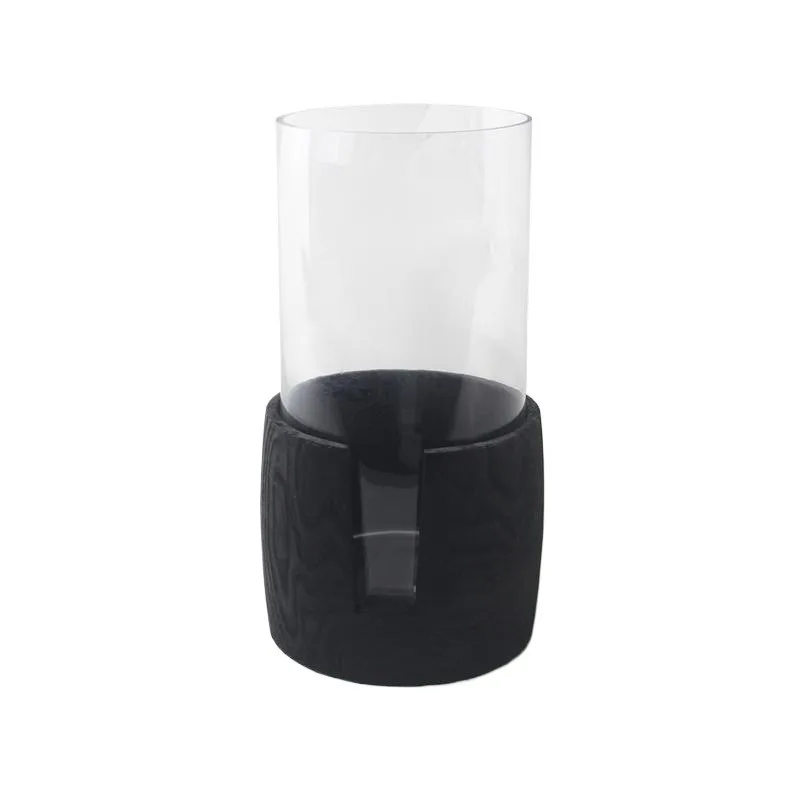 

Wood Craft Black Carbonized Hydroponic Vase, Home Ornament