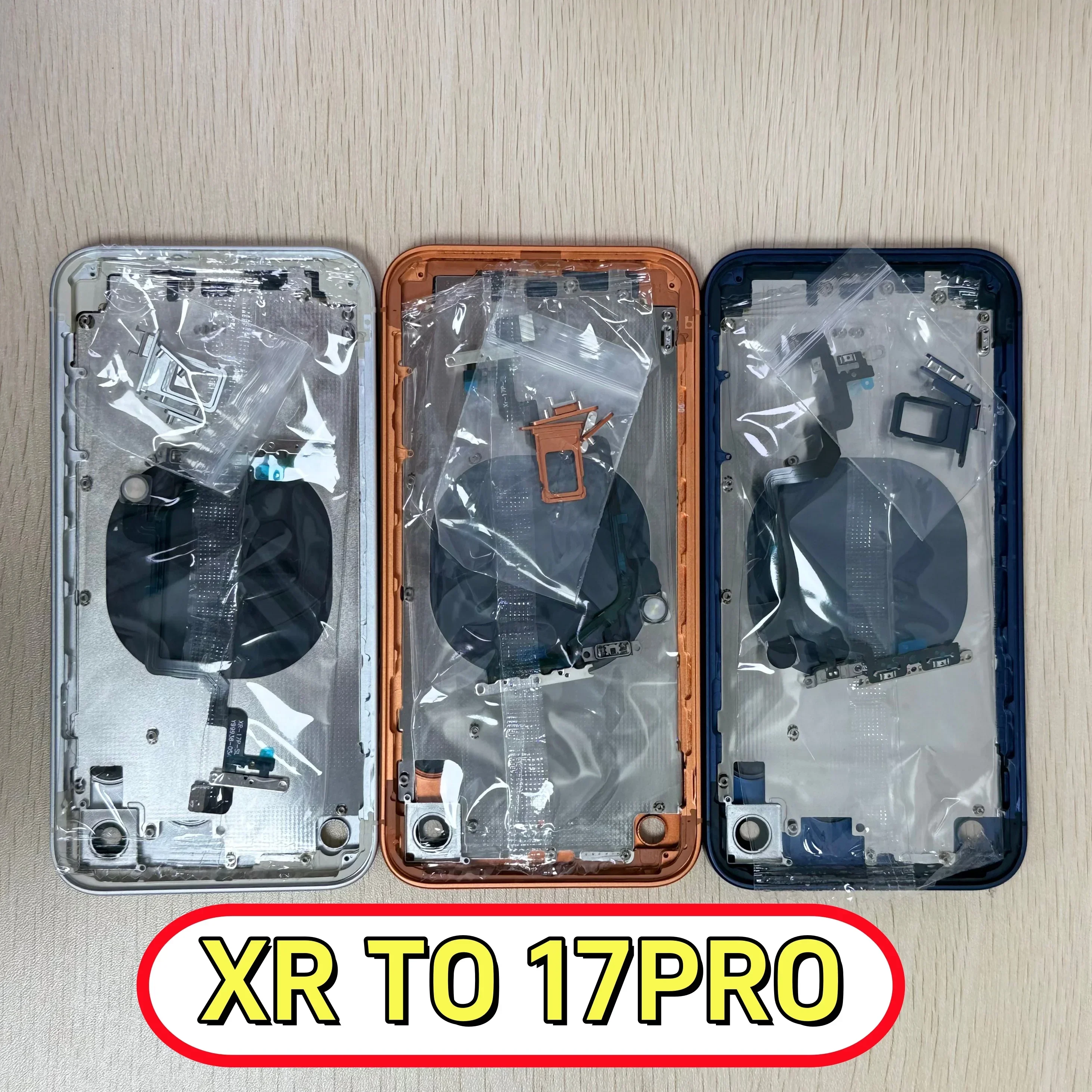 For Iphone  Xr Convert To 17 Pro Diy XR Like 17 Pro With Tray Rear Back Housing Back Panel