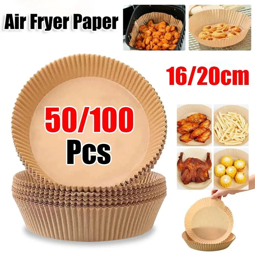 20/50/100Pcs Disposable Air Fryer Paper Non-Stick Oil Proof Frying Paper Waterproof Baking Paper for Steamer Muffin Cupcake