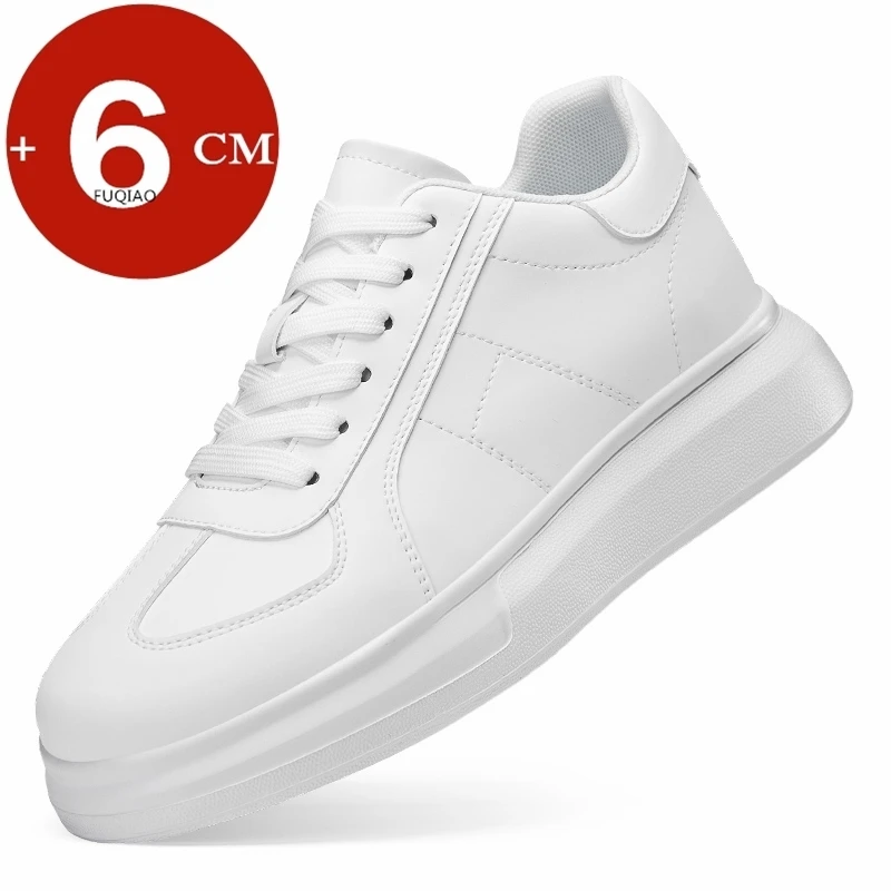 

Men Women's 6CM Height Increase Insoles Lightweight Casual Elevator Sports Sneakers Leather Platform White Shoes Walking Fashion