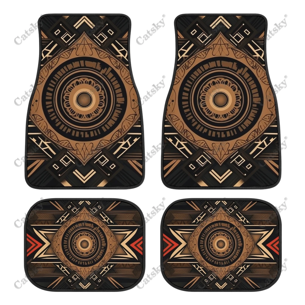 Tribal Print Fabric Pattern Car Auto Floor Mats Carpet, 4PCS Customized Cars Mat All Weather Automotive Vehicle Pad Stylish