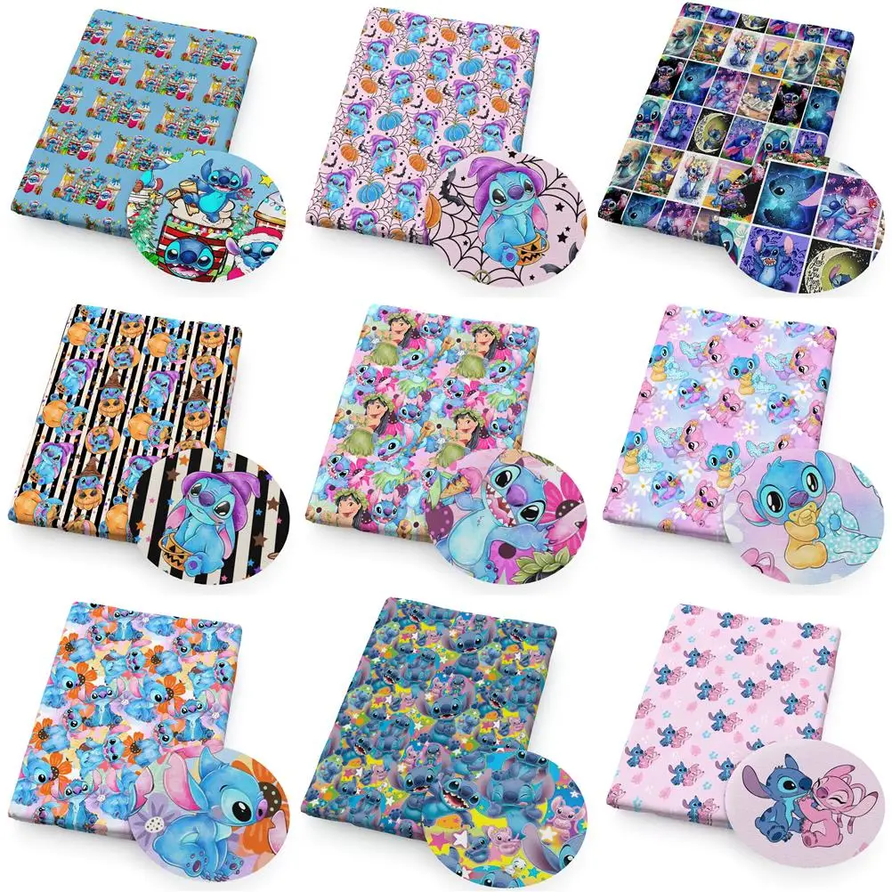 

50*145cm Disney Stitch Polyester Cotton/Pure Cotton Fabric Tissue Sewing Quilting Needlework Material Curtain DIY Bag Cloth