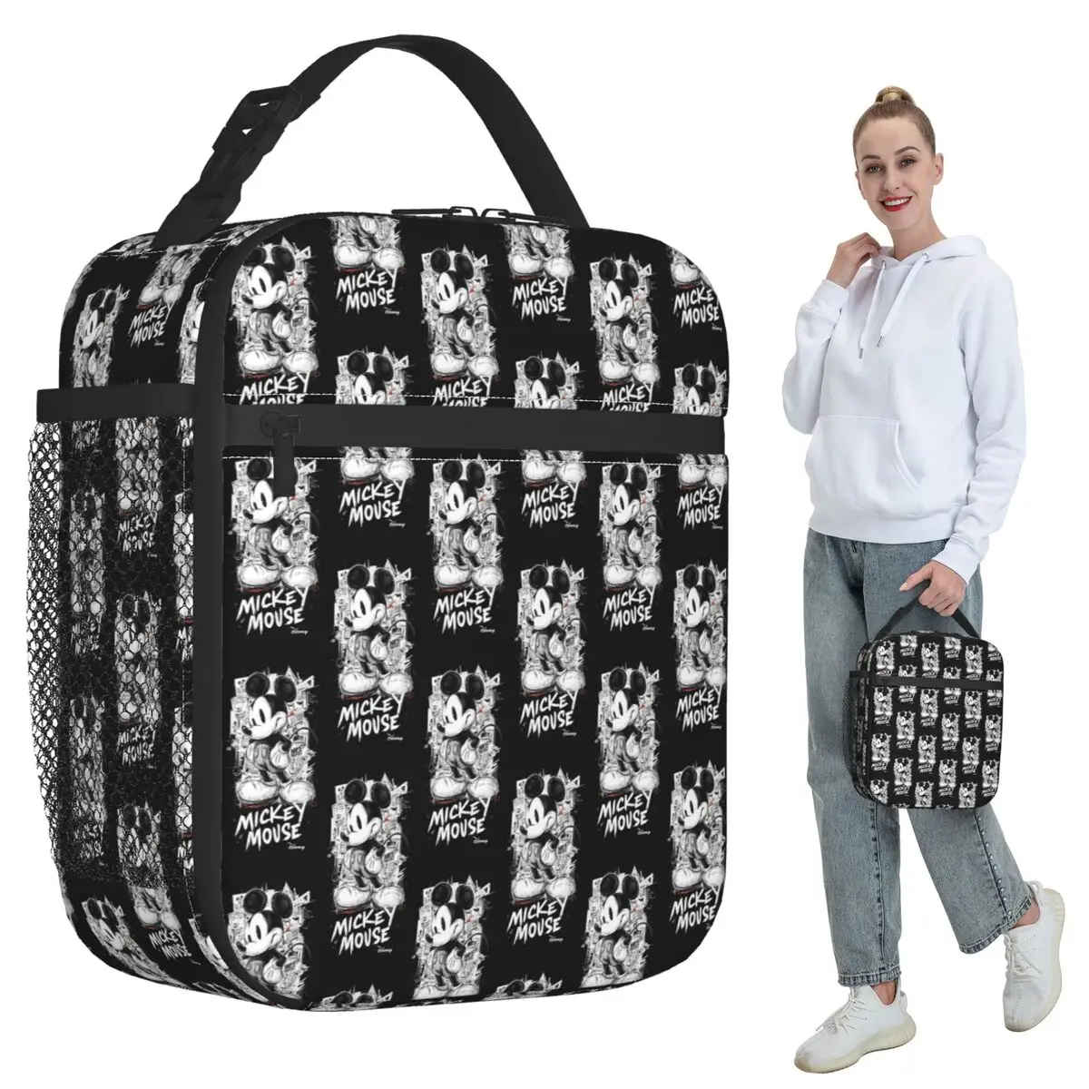 

Cartoon Mickey Mouse Insulated Lunch Bag for Women Office Cooler Thermal Food Box Tote Portable Lunch Boxes Container