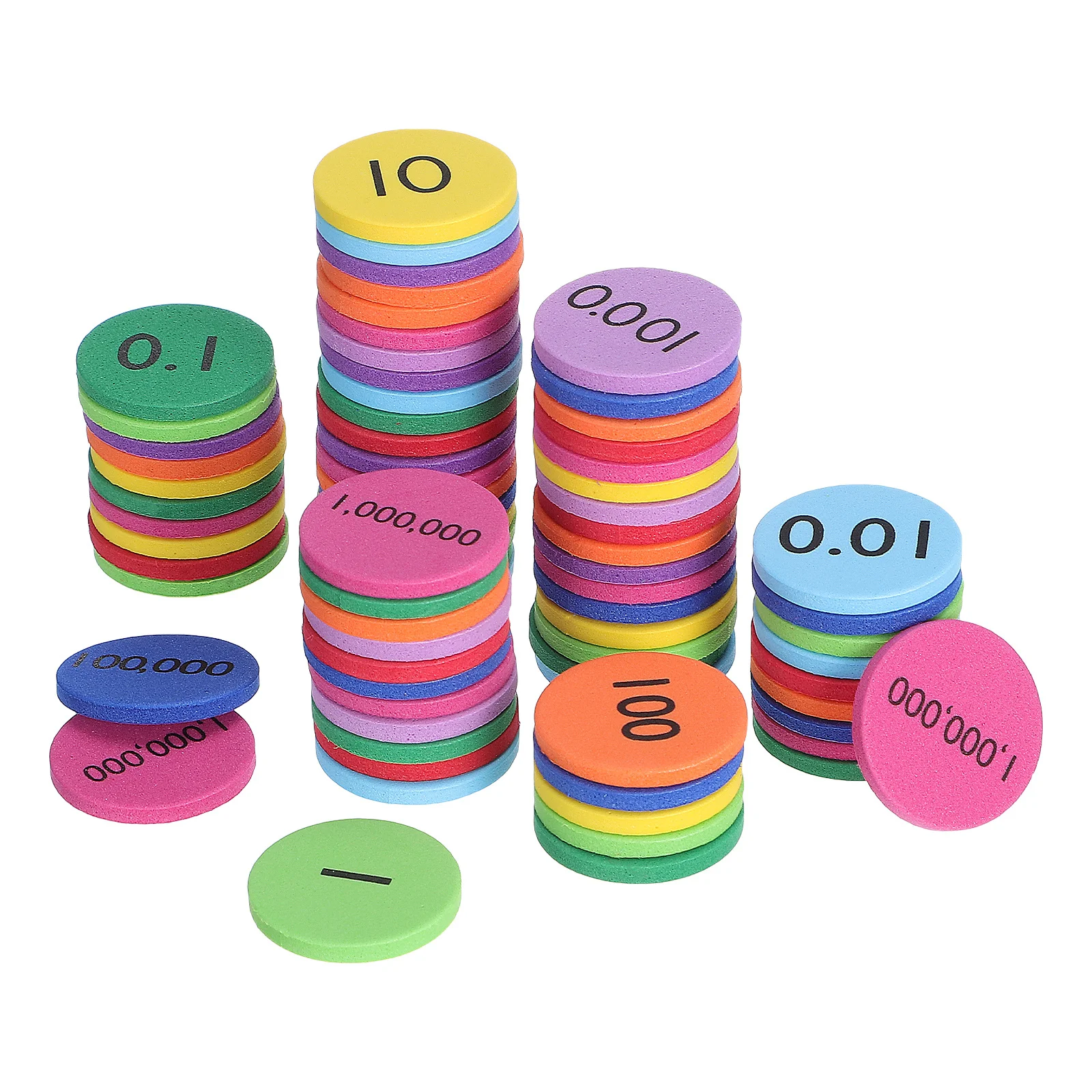 320 Uds. Discos de valor de lugar, discos cognitivos de números, discos de aprendizaje de matemáticas de colores brillantes para niños, suministros educativos de enseñanza