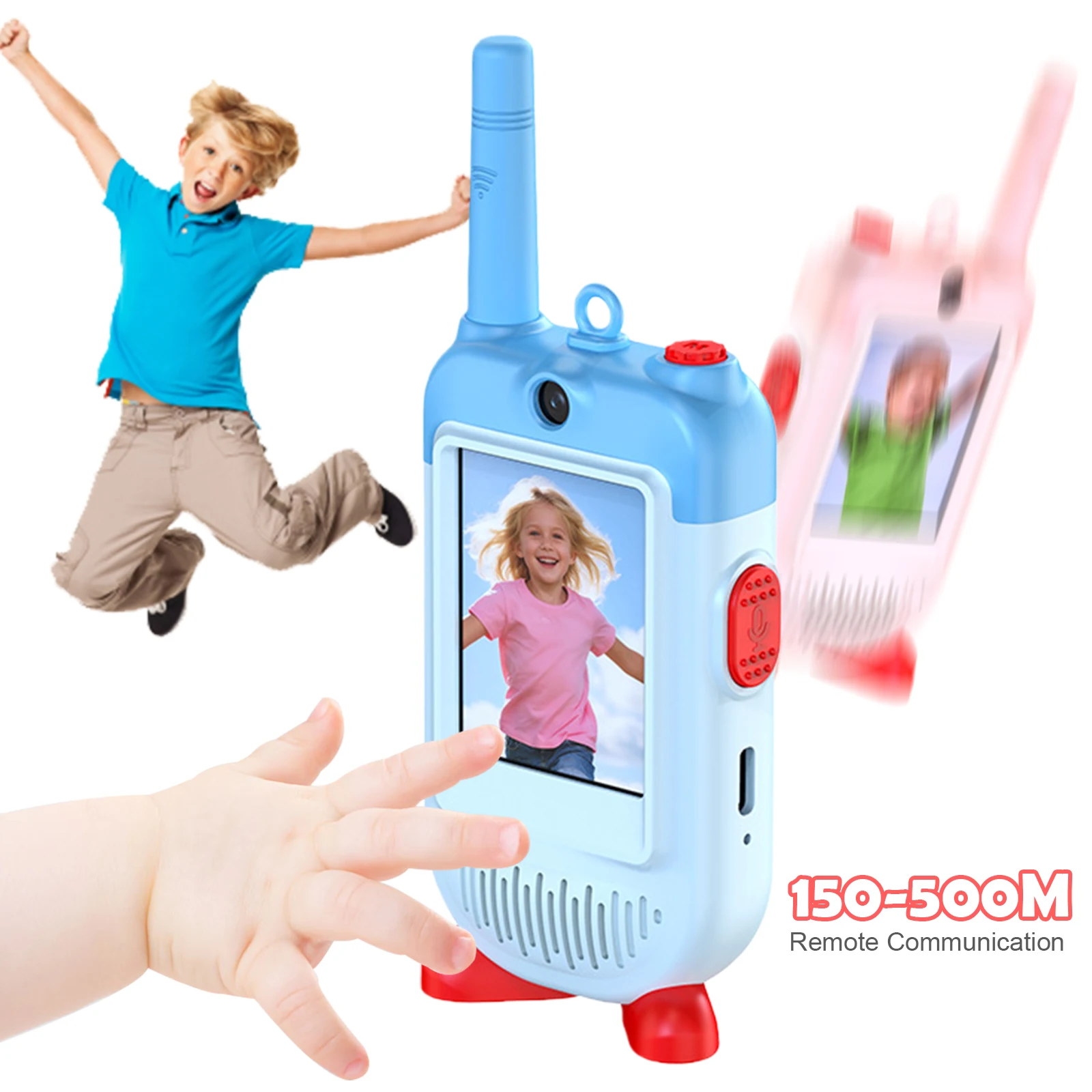 Paquet de 2 talkies-walkies pour enfants avec vidéo, talkies-walkie vidéo rechargeables pour enfants, cadeaux de noël et d'anniversaire pour garçons et filles