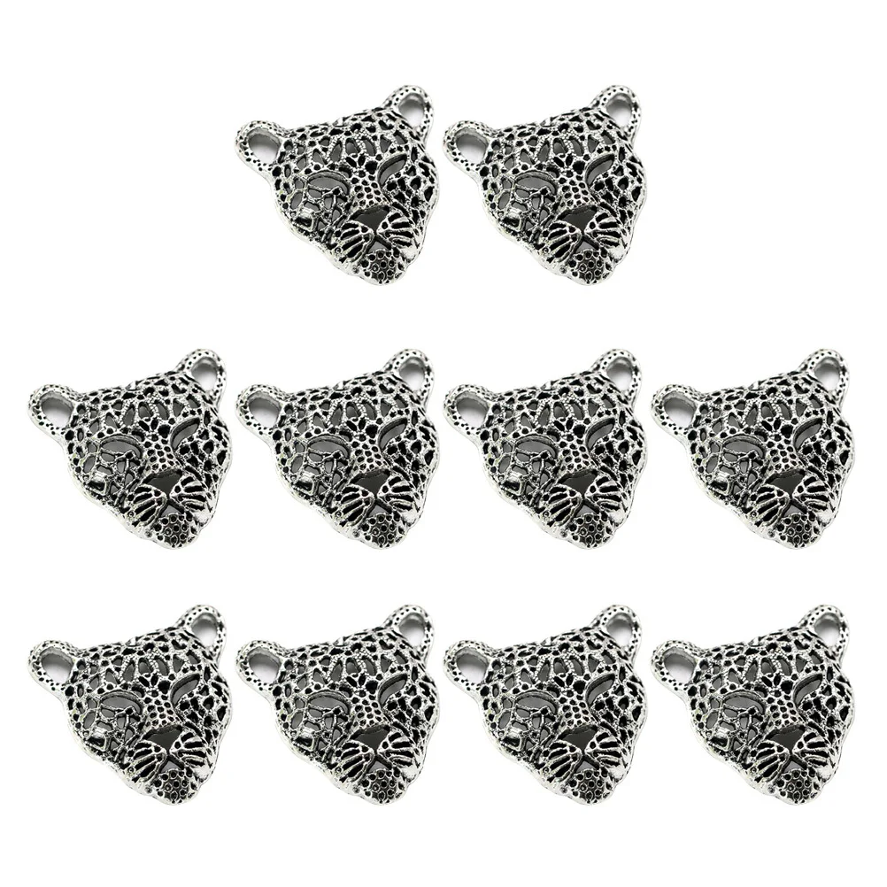 

10Pcs Alloy Leopard Head Hollow Pendant Charms Jewelry Making Accessories for Necklace Bracelet DIY Craft Projects