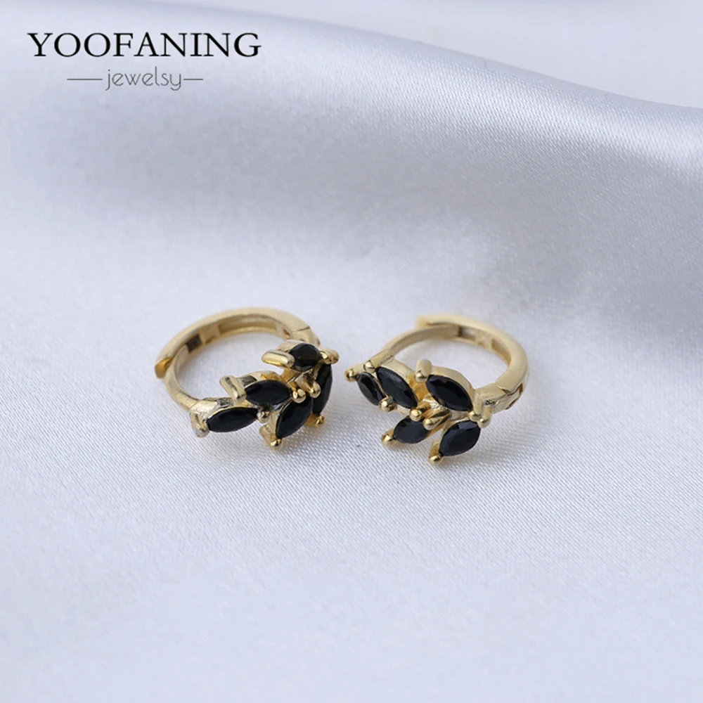 

925 Sterling Silver Ear Needle Small Fresh Leaf Colorful Zircon Irregular Earring Exquisite Mini Fashion Earring Jewelry Gift