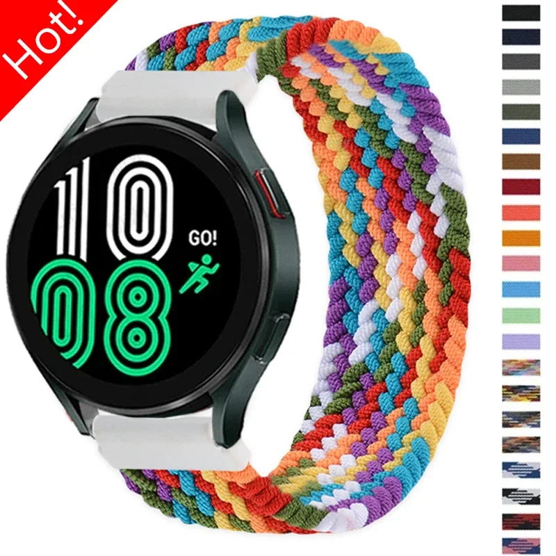22 mm 20 mm Nylon geflochtene Solo Loop für Samsung Galaxy Watch 4/5/6/44 mm 40 mm/klassisches Armband 46 42 mm/aktives 2/Gear S3 Armband