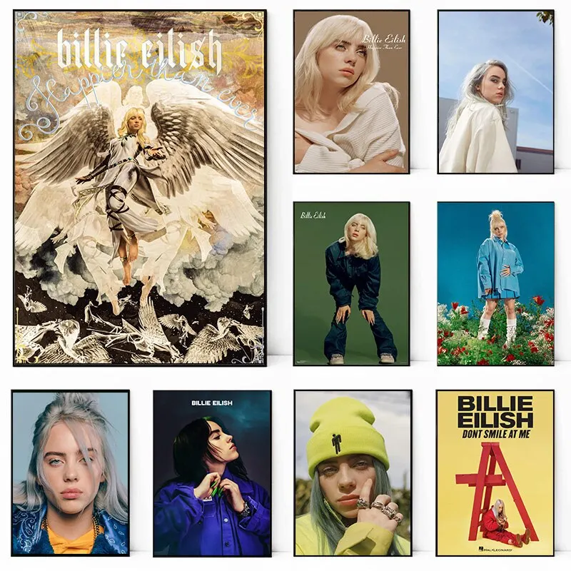 بيلي إيليش ملصق فني قماش جدار ديكور المشجعين الموسيقى غرفة صورة أسر من أي وقت مضى ألبوم المغني هدية المنزل #1