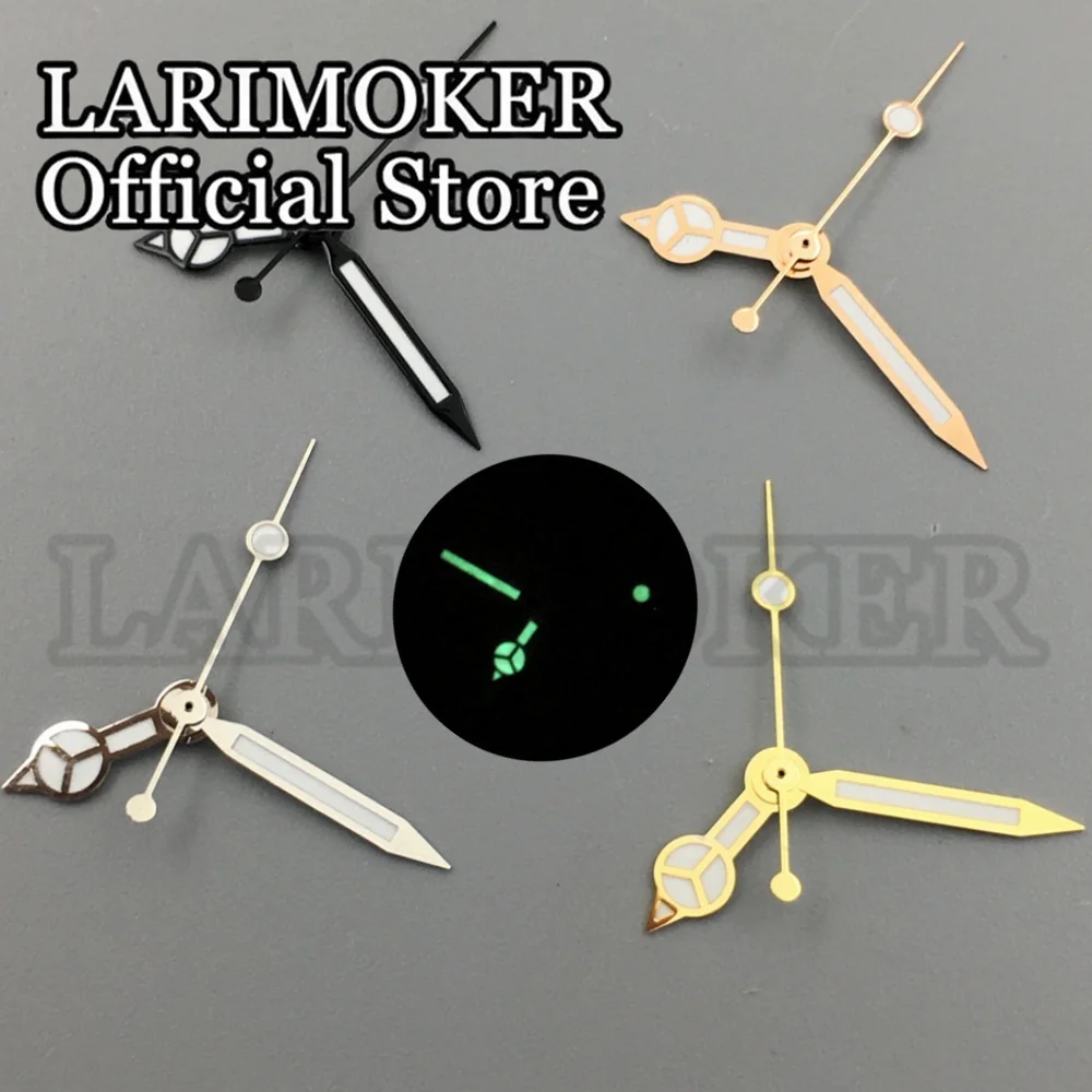 LARIMOKER Black Silver Gold Rose Gold GMT Hand Set With C3 Green Luminous Fit Ronda 515 Movement Watch Part