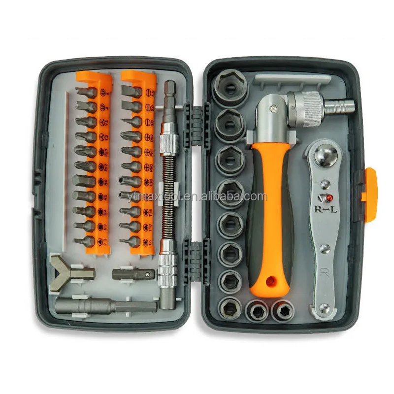 38-In-One High Hardness Multi-Function Ratchet Wrench Set Rotatable Screwdriver Head for Home Machine Repair