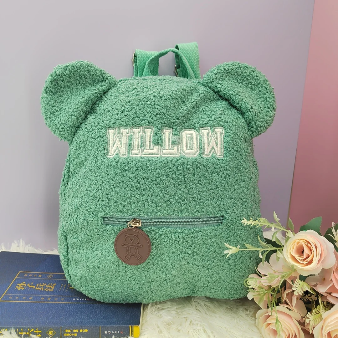 Mochila personalizada con diseño de oso bonito para mujer y niña, regalo, mochila de felpa para niños pequeños, nombre personalizado, hombro informal pequeño