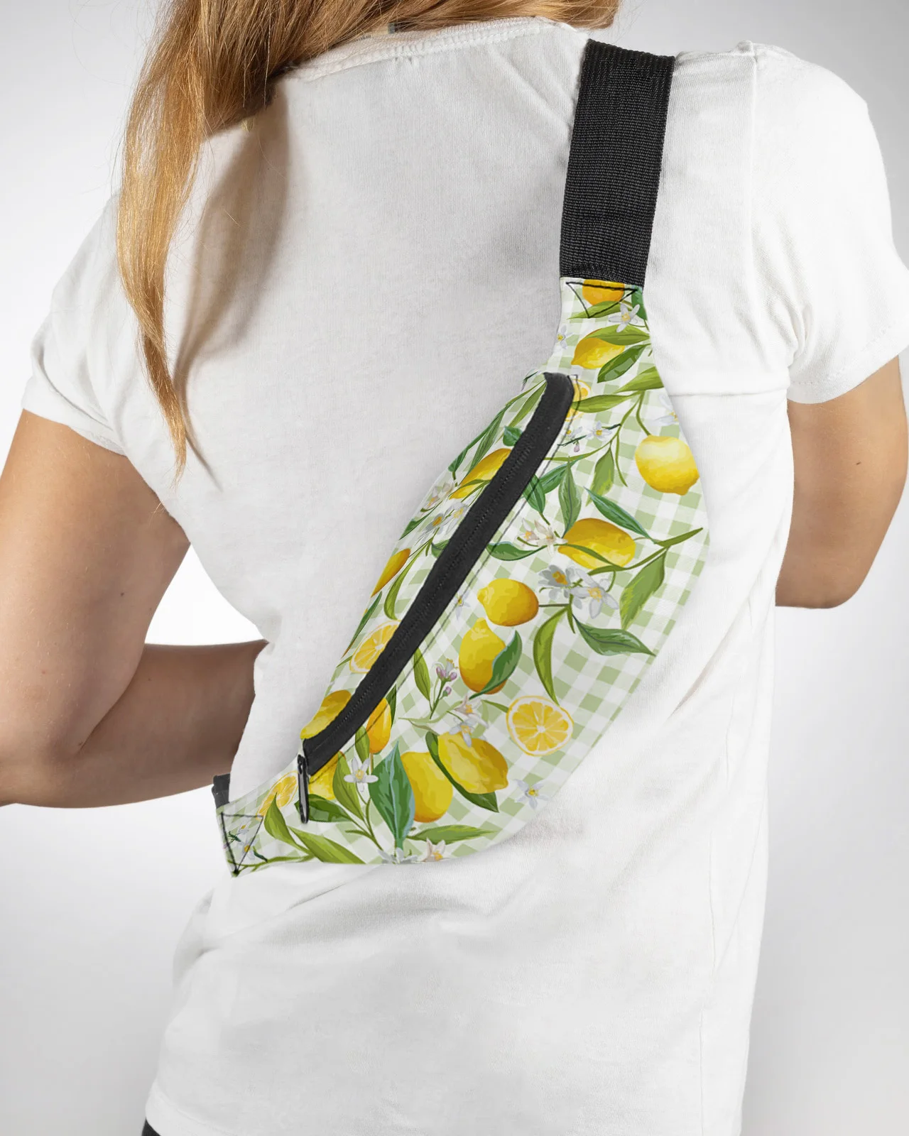 

Lemon Plaid Green Men Wallet Women Waist Bag Fanny Pack Purse Large Phone Belt Bag Wallet Pouch Waterproof Banana Hip Bags