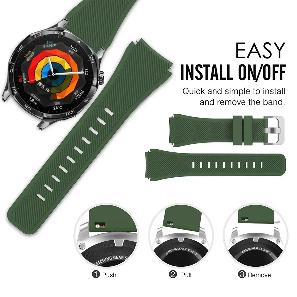 22mm Silicone Strap For Huawei Watch GT5/GT5 Pro 46mm Sports Bracelet Wristband For Huawei Watch 5 4 GT4 GT3 GT2 GT2e Watchband