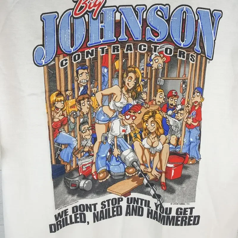 Big Johnson Contractors T Shirt Med Get Drilled Nailed Hammered Sexy Lady