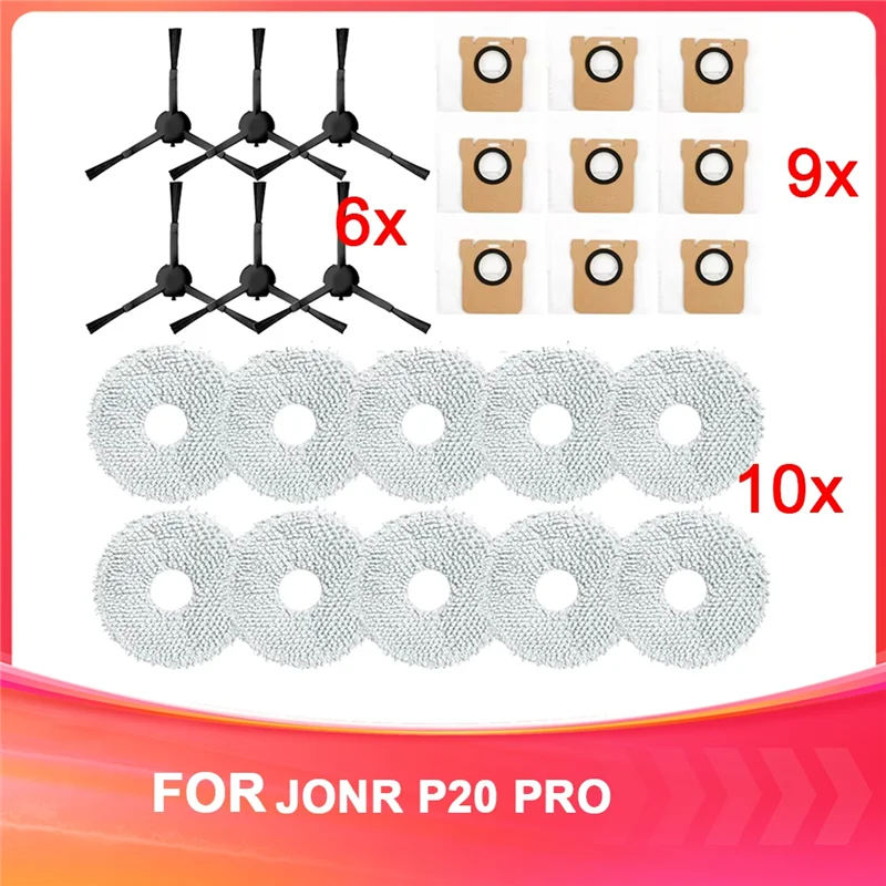 ABVI-Replacement Accessory Kit For JONR P20 PRO Vacuum Cleaner Side Brush Mop Cloth Dust Bag Efficient Microfiber Cleaning
