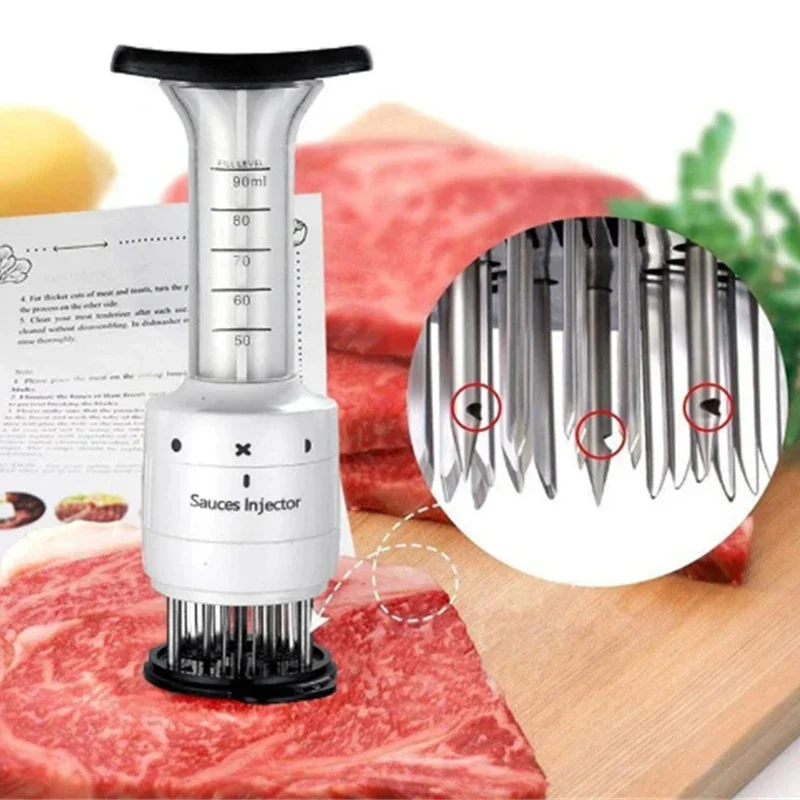 

2 In 1 Meat Tenderizer Marinade Injector Barbecue Seasoning Sauce Injectors Kitchen Tools Gadgets BBQ Cooking Accessories