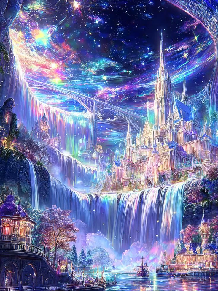 5D DIY Diamantmalerei Sternenhimmel Schloss Wasserfall Diamant-Mosaik Landschaft Neue Kollektion Dekorative Gemälde