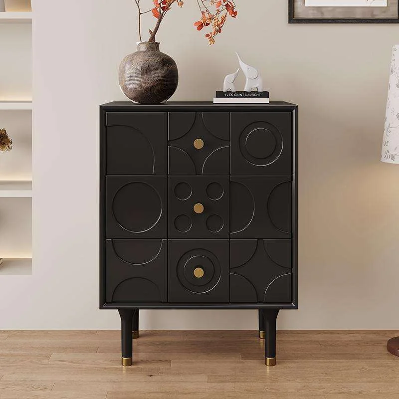 Modern Nordic-style Solid Wood Bedside Table With Simple Three-layer Drawers Bedroom Storage Cabinet