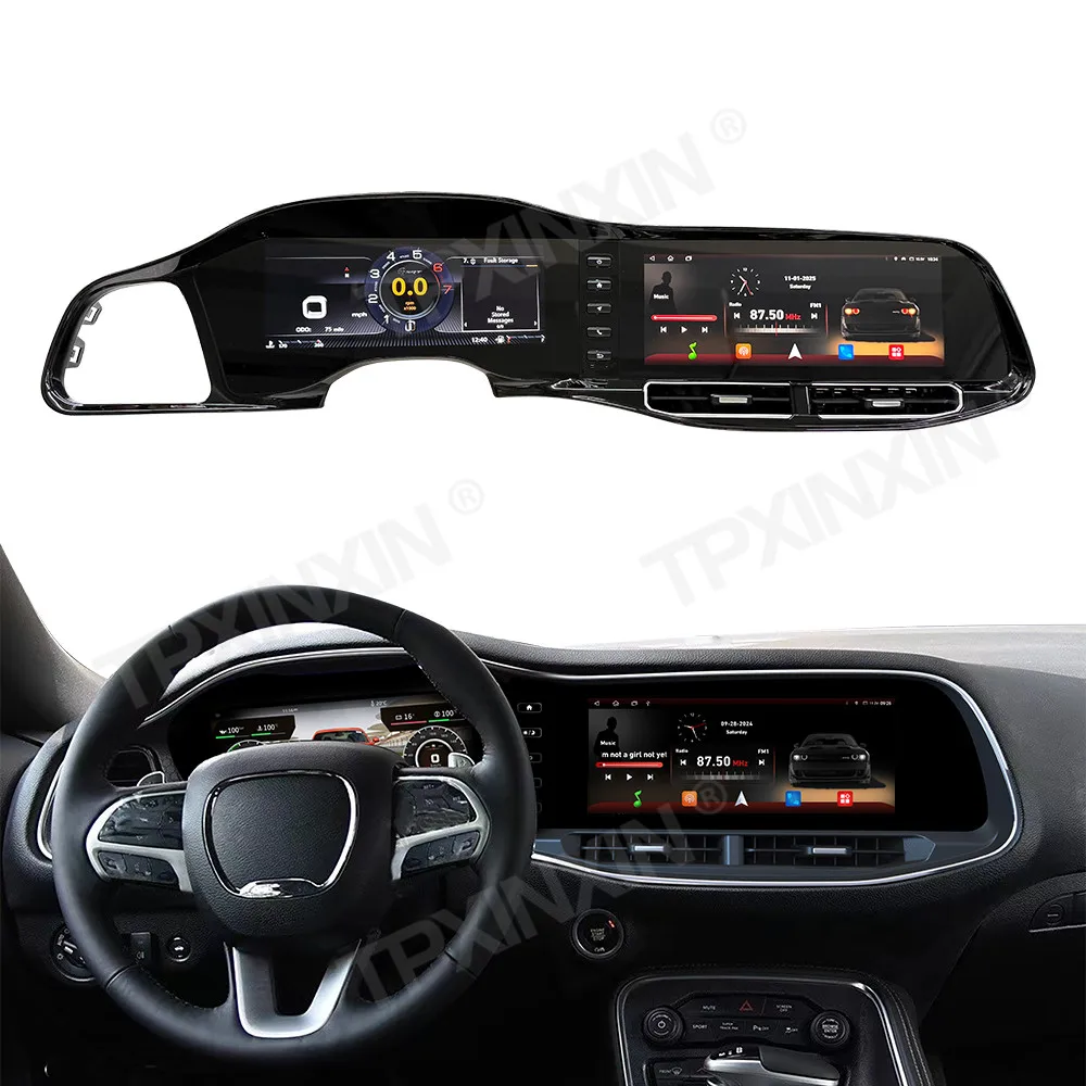 12.3 Inch Lcd Gauges and Android 12 Stereo Dual Screen for Dodge Challenger SRT 2015 - 2023 Car Multimidia Player GPS Navigation