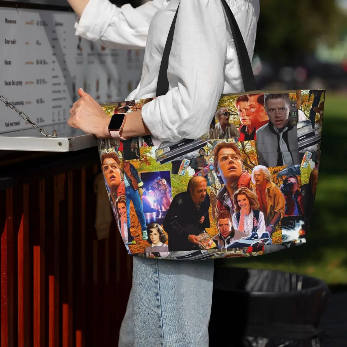 Back To The Future Beach Tote Bag Sport Gym Yoga Duffle Large Tote Bag Women Travel Bag Fitness bag