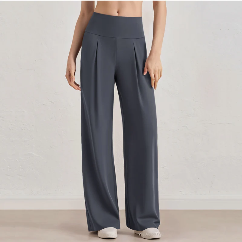 VITALINOVO Damen-Hose mit weitem Bein, ohne Taschen, hohe Taille, Stretch, lockere Jogginghose, Nake-Feeling, lässig, Lounge, Yoga, Workout, Palazzo – Detail 11