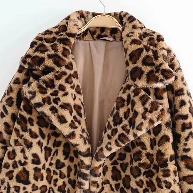 Women\'s Short Leopard Print Faux Fur Coat - Loose Fit, Thickened, New Arrival 2024, Sexy Women\'s Long