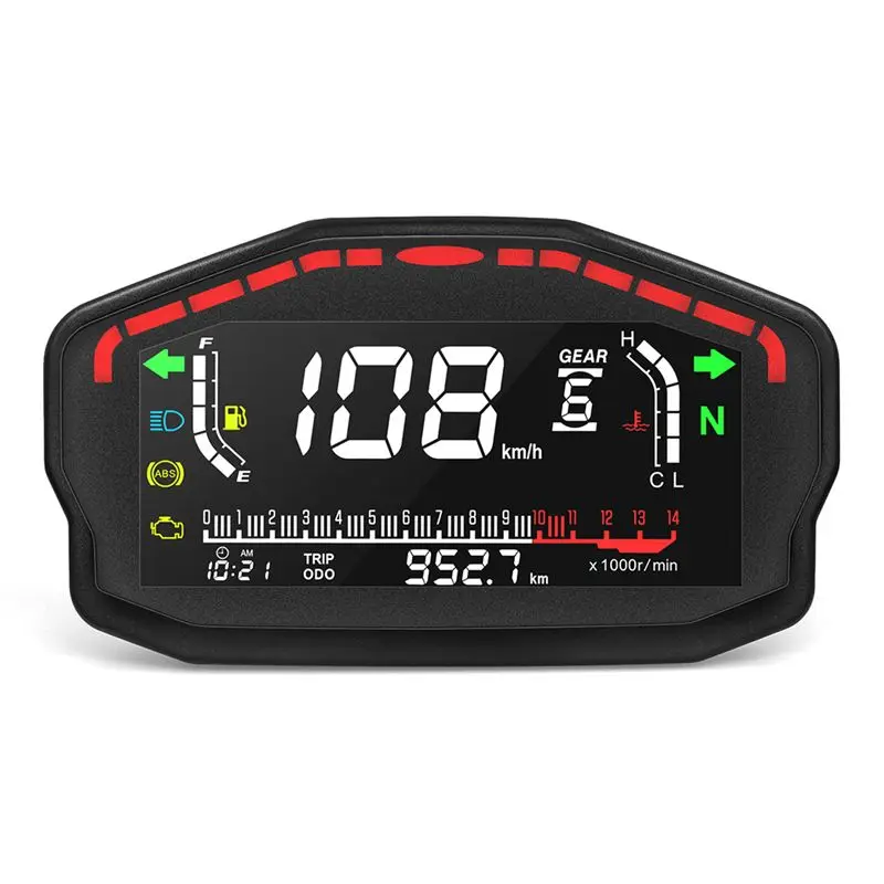 Compatible Motorcycle Digital Dash Digital Panel Universal LED LCD Speedometer Odometer 1,2,4 Cylinders
