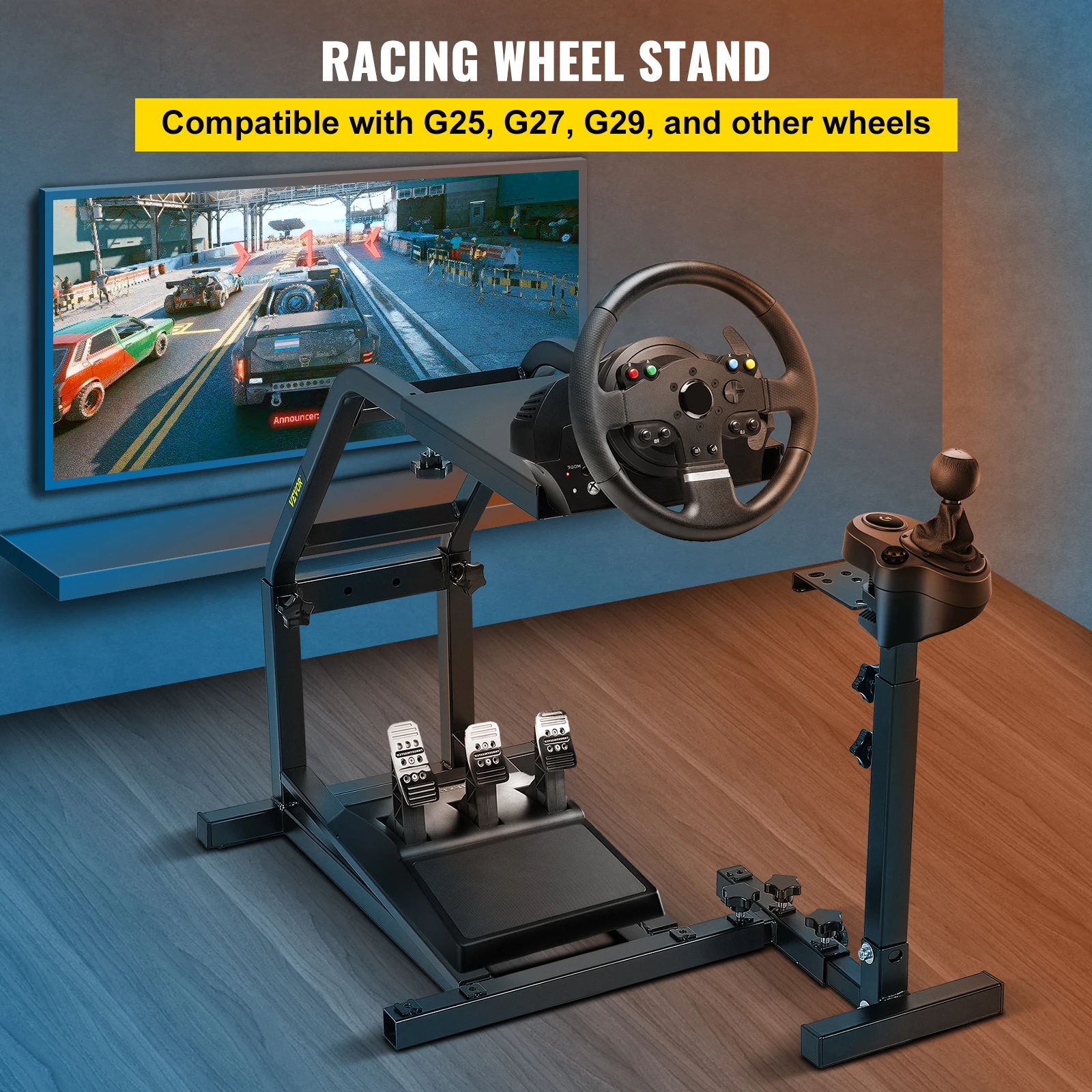 VEVOR Racing Simulator Cockpit Height Adjustable Racing Wheel Stand with fit for Logitech G25, G27, G29, G920 