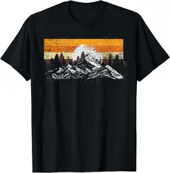 Full Moon Outdoor Nature Wildlife Mountains Retro Forest T-Shirt Graphic T Shirts Men Clothing Tops Camisas Streetwear