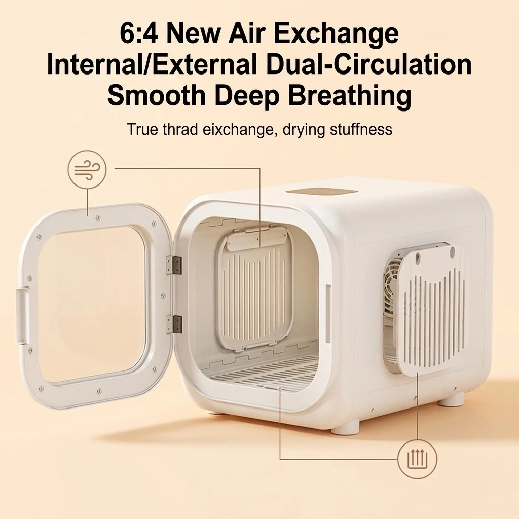 Smart APP 60L Pet Drying Box with Anion 3in1 Multifunctional Quiet Pet Hair Dryer for Cats Dogs Small Animals