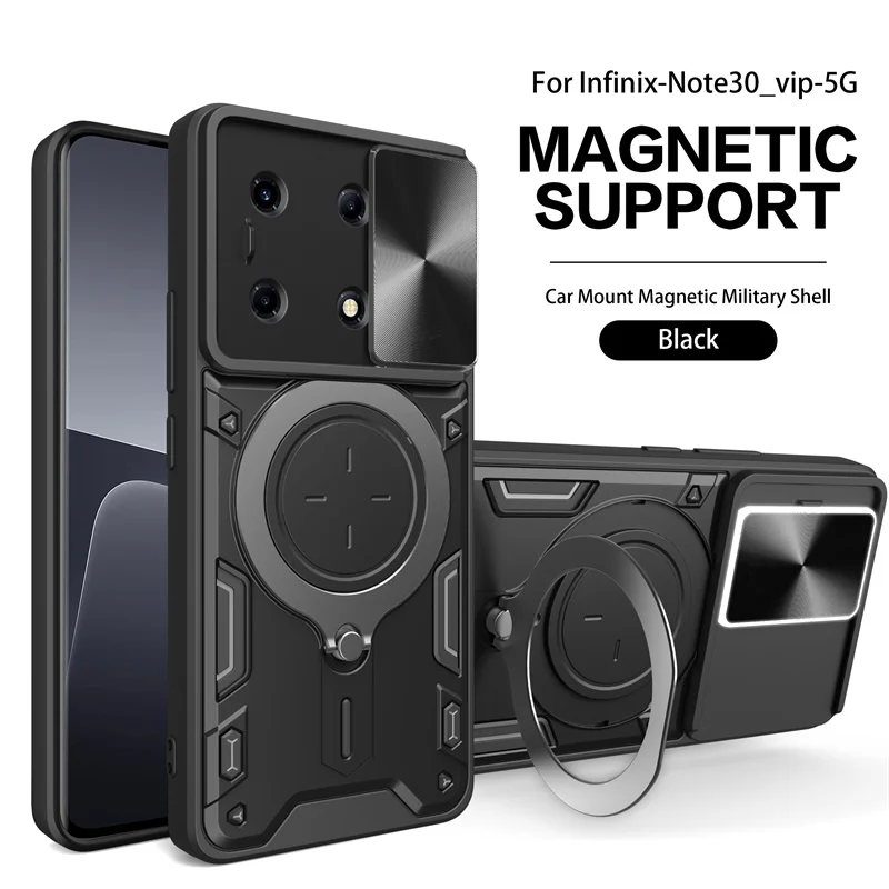 For Infinix Note 30 VIP Case Magnetic Car Holder Ring Armor Phone Case For Infinix Note 30 VIP X6710 Slide Lens Protect Cover