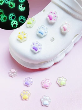 下駄アクセサリー用 12 個 取り外し可能な蓄光猫の爪アクセサリー 蓄光を吸収した後 ガーデンシューズ ビーチシューズ