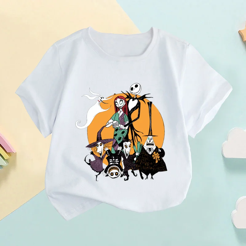 The Nightmare Before Christmas Jack Skellington Halloween Print Kids T-shirt Children's Clothes Baby Girls Tops Boys T shirts