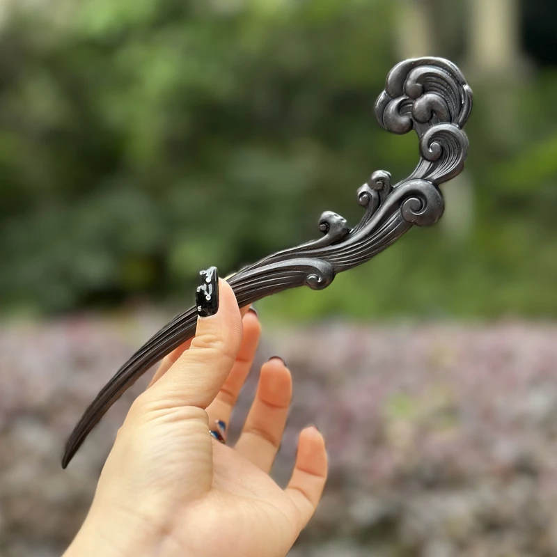 

Jingtao Original Three-Dimensional Sea Wave Rosewood Hairpin New Chinese Style Rosewood Hairpin Atmospheric Hair Headwear