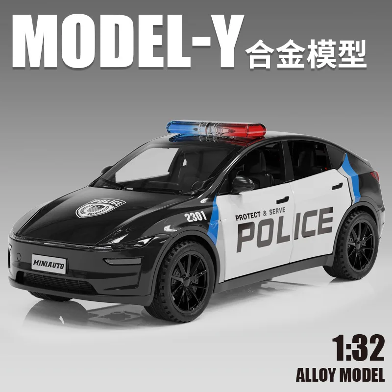 

1:32 Model Y Police Car Alloy Model with Sound and Light Educational Toy for Children, Kindergarten Collection
